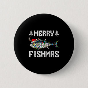 Badge Rond 5 Cm Joyeux Fish Noël Thon Poisson de Noël Chapeau de P