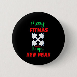 Badge Rond 5 Cm Joyeux Fitmas et bonne année au derrière Fitness d