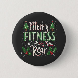 Badge Rond 5 Cm Joyeux Fitness et Joyeux nouveau Bodybuilding arri