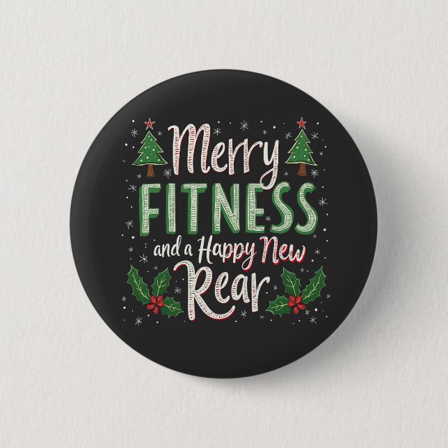 Badge Rond 5 Cm Joyeux Fitness et Joyeux nouveau Bodybuilding arri (Devant)