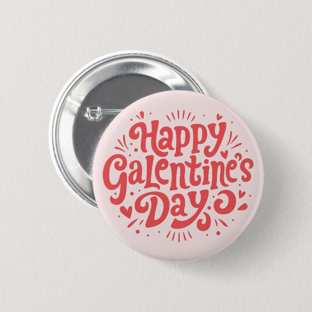 Badge Rond 5 Cm Joyeux Galentine's Day rétro super 80s (Devant & derrière)
