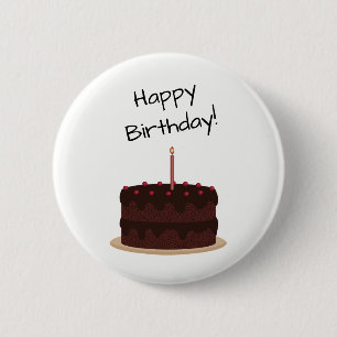 Badge Rond 5 Cm Joyeux gâteau au chocolat d'anniversaire