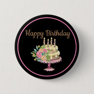 Badge Rond 5 Cm Joyeux gâteau d'anniversaire