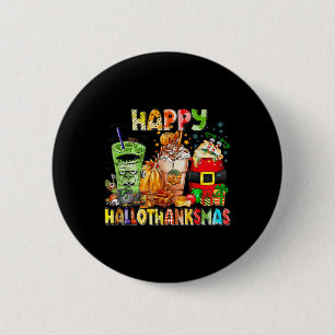 Badge Rond 5 Cm Joyeux Hallothanksmas Café Halloween Thanksgiving
