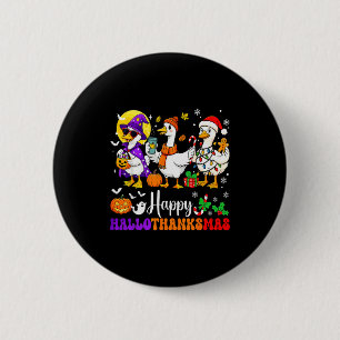 Badge Rond 5 Cm Joyeux Hallothanksmas Père Noël Oie Sorcière Océan