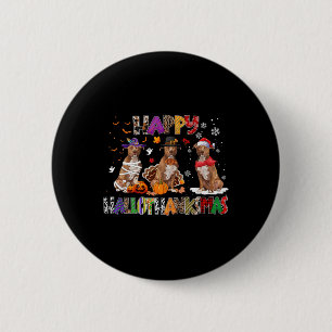 Badge Rond 5 Cm Joyeux Hallothanksmas Pitbull Amoureux des chiens 