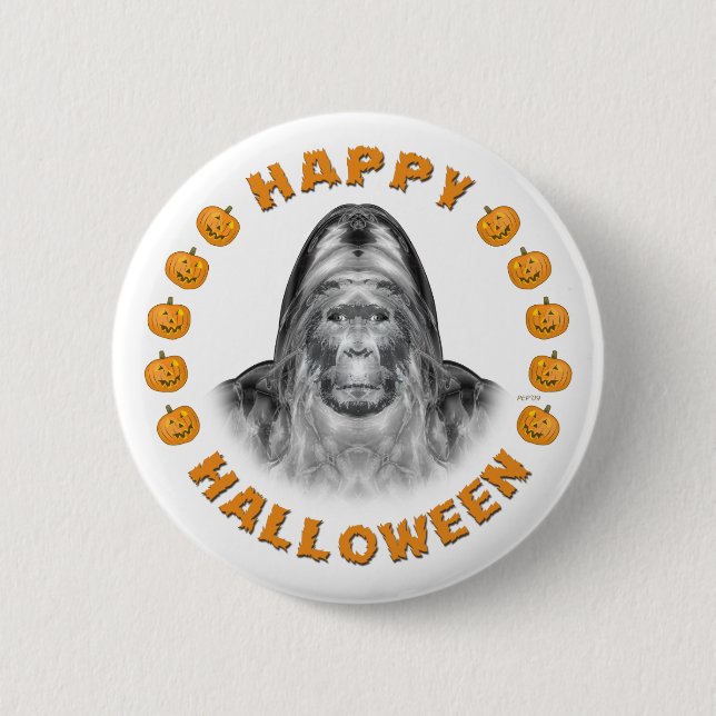 Badge Rond 5 Cm Joyeux Halloween Bigfoot (Devant)