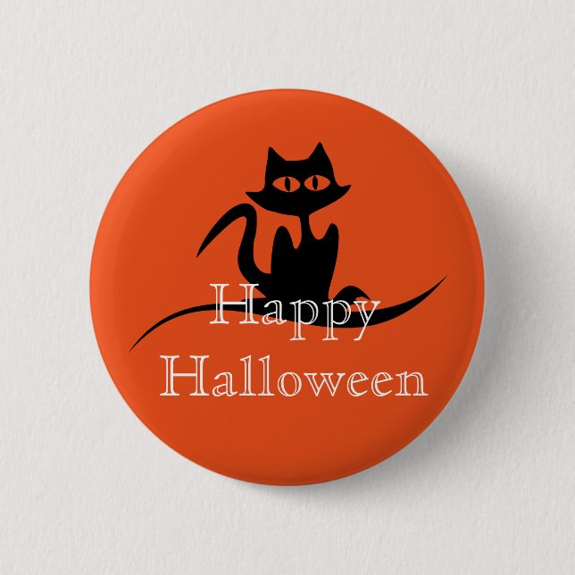 Badge Rond 5 Cm Joyeux Halloween Chat effrayant (Devant)