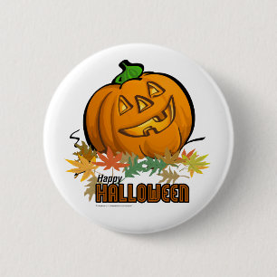 Badge Rond 5 Cm Joyeux Halloween Citrouille