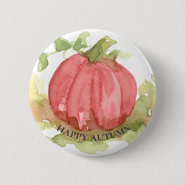 Badge Rond 5 Cm Joyeux Halloween Citrouille rose d'automne (Devant)