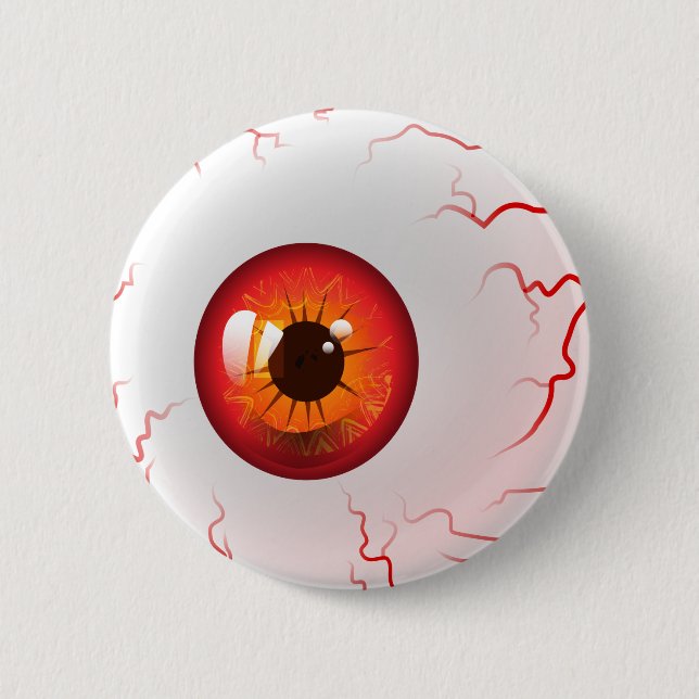 Badge Rond 5 Cm Joyeux Halloween ! Éffrayant Red Eyeball (Devant)