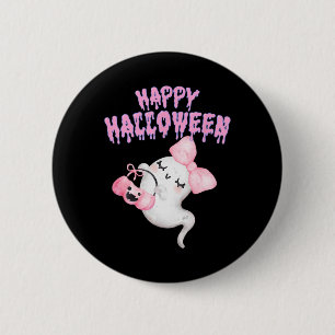 Badge Rond 5 Cm Joyeux Halloween mignonne rose Fantôme Automne Fil