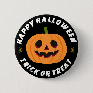 Badge Rond 5 Cm Joyeux Halloween Trick or Treat Citrouille Noir