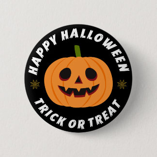Badge Rond 5 Cm Joyeux Halloween Trick or Treat Citrouille Noir