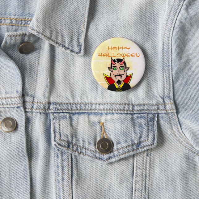 Badge Rond 5 Cm Joyeux Halloween / Vampire (En situation)