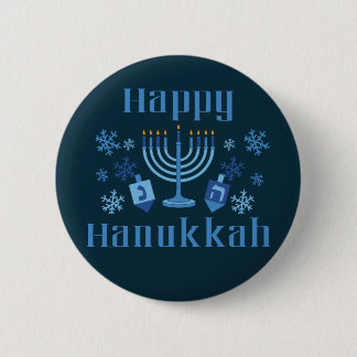 Badge Rond 5 Cm Joyeux Hanoukka Menorah Dreidel Festive Juif
