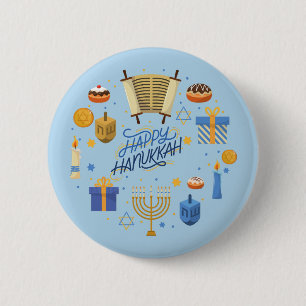 Badge Rond 5 Cm Joyeux Hanukkah Mignon