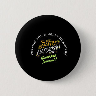 Badge Rond 5 Cm Joyeux Hanukkah Sameach !