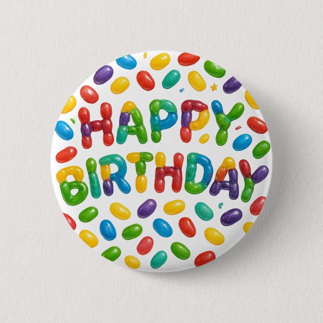 Badge Rond 5 Cm Joyeux haricots Jelly Birthday (Devant)