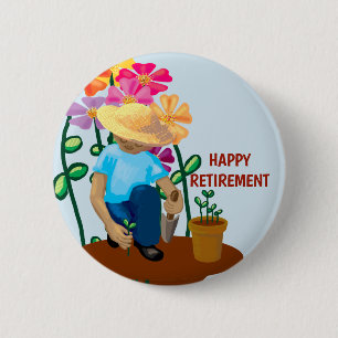 Badge Rond 5 Cm Joyeux jardin de retraite avec fleurs