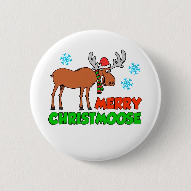 Badge Rond 5 Cm Joyeux jeu Christmoose mignon de vacances (Devant)