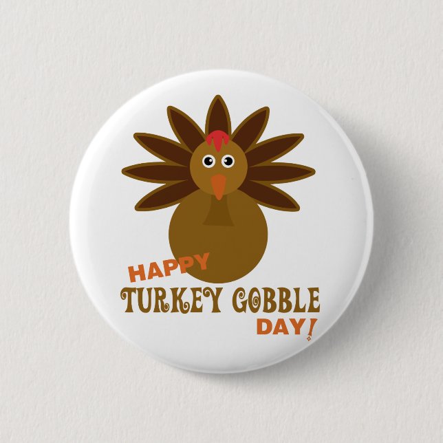 Badge Rond 5 Cm Joyeux Jour de la grogne turque Thanksgiving (Devant)