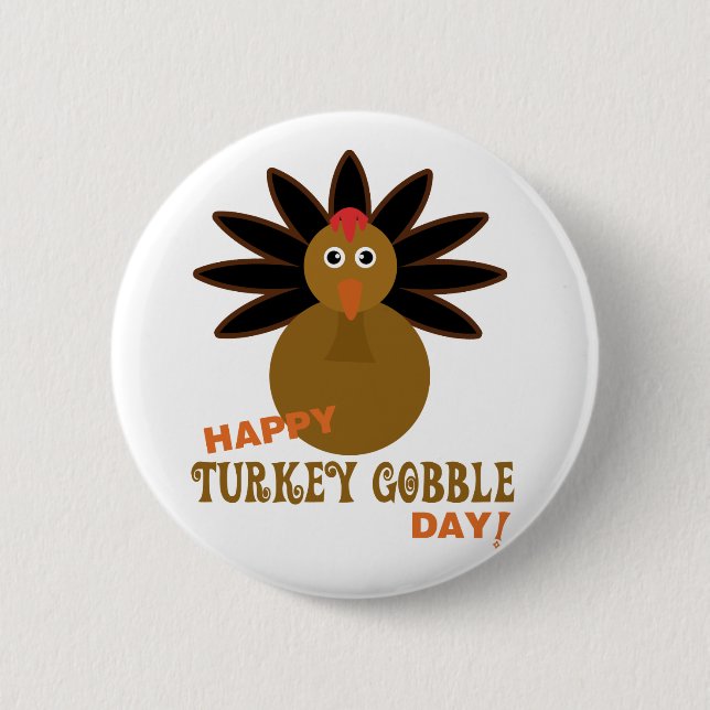 Badge Rond 5 Cm Joyeux Jour de la grogne turque Thanksgiving (Devant)