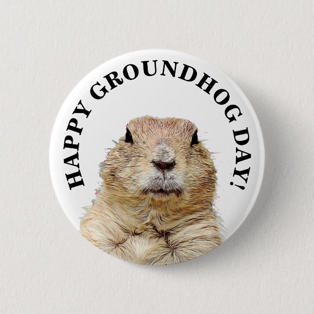 Badge Rond 5 Cm Joyeux Jour de marmotte Bouton Jour férié (Devant)