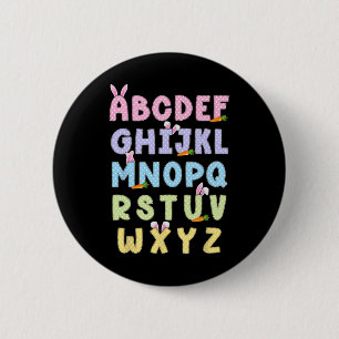 Badge Rond 5 Cm Joyeux Jour de Pâques Alphabet Abcs Elemeno Pour E