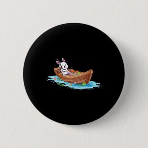 Badge Rond 5 Cm Joyeux Jour de Pâques Bunny Pêcheur Pêcheur Enfant