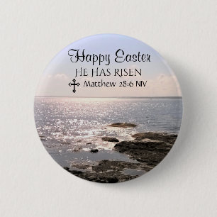 Badge Rond 5 Cm Joyeux Jour de Pâques Christ a ressuscité Ocean Ph