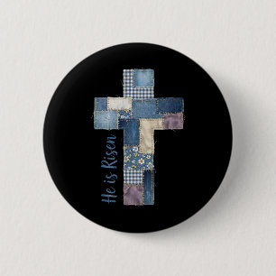Badge Rond 5 Cm Joyeux jour de Pâques Il est ressuscité Jésus Croi