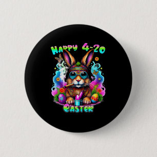 Badge Rond 5 Cm Joyeux Jour de Pâques lapin Fumer mauvaises herbes
