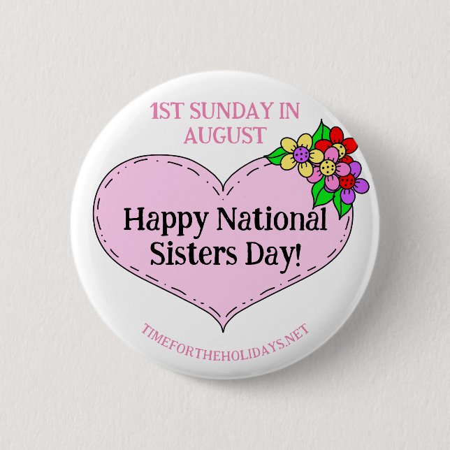 Badge Rond 5 Cm Joyeux Jour des Soeurs Nationales - Premier dimanc (Devant)