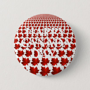 BADGE ROND 5 CM JOYEUX JOUR DU CANADA MAPLE LEAFS