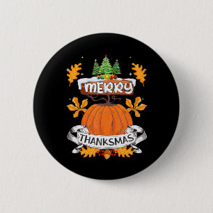 Badge Rond 5 Cm Joyeux Joyeux Thanksmas Mignonne Thanksgiving Noël