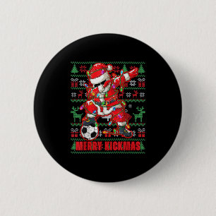 Badge Rond 5 Cm Joyeux Kickmas Noël Soccer Ball Laid Jeune Swe
