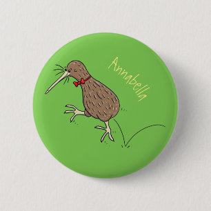 Badge Rond 5 Cm Joyeux kiwi de saut avec dessin de cravate arc
