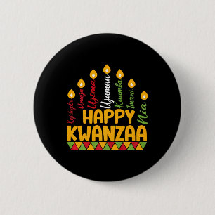 Badge Rond 5 Cm Joyeux Kwanzaa Kinara Sept Bougies Principes De K