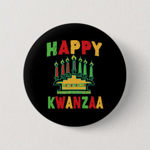 Badge Rond 5 Cm Joyeux Kwanzaa Kwanzaa bougies Kinara Pan African