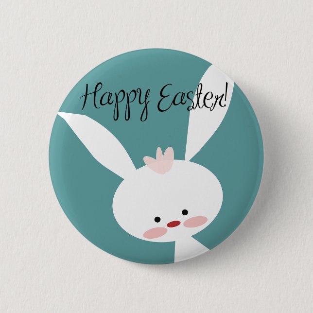 Badge Rond 5 Cm Joyeux lapin lapin de Pâques sur arrière - plan tu (Devant)