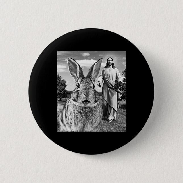 Badge Rond 5 Cm Joyeux Lapin Selfie Jour de Pâques Hommes de Pâque (Devant)