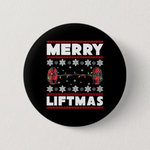 Badge Rond 5 Cm Joyeux Liftmas Drôle de Noël Gym Entraînement Fitn
