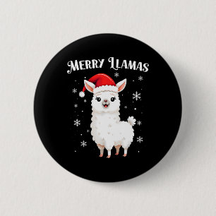 Badge Rond 5 Cm Joyeux Llamas Drôle Noël Llama Vacances Animales