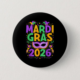 Badge Rond 5 Cm Joyeux Mardi Gras 2026 Costume Nouvelle-Orléans As