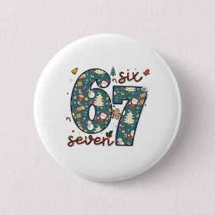 Badge Rond 5 Cm Joyeux Méchant Six Sept 67 Brainrot Noël