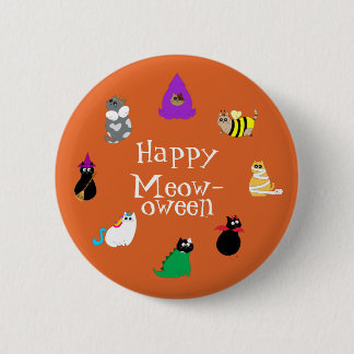 Badge Rond 5 Cm Joyeux Meow-oween Chats en Costume Épinglé