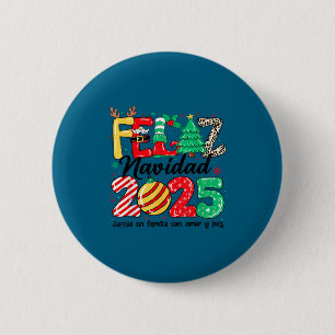 Badge Rond 5 Cm Joyeux Noël 2025 Noël espagnol Mexicain Famille