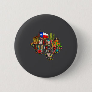 Badge Rond 5 Cm Joyeux Noël à tous Carte du Texas Chapeau de Père