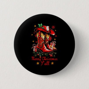 Badge Rond 5 Cm Joyeux Noël à tous Cowgirl Boots de Noël Howdy